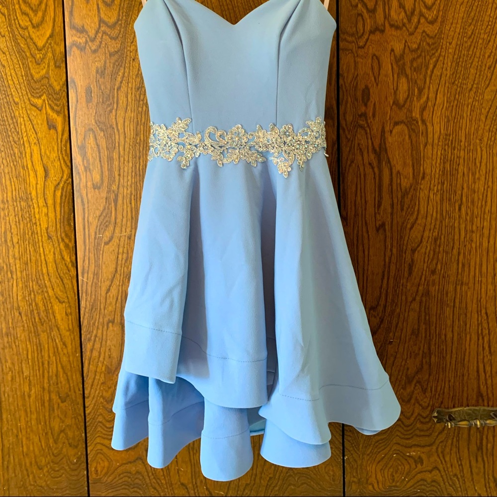 Baby blue strapless dress.  B.Darlin Size 3/4